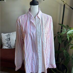 GAP Pink and White Striped Casual Shirt